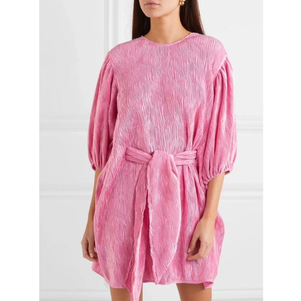 Ganni Pink Textured Mini Dress